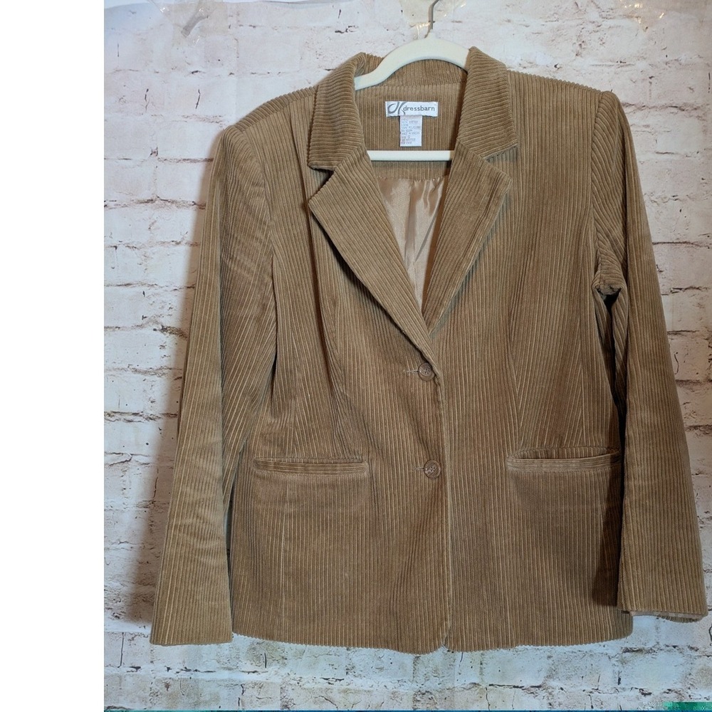 Vintage Dressbarn Corduroy Blazer Wmoen's Small In Camel Brown Two Button Preppy